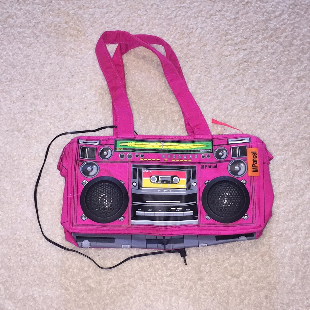 Novelty Pink Boom Box Purse with Working Speakers